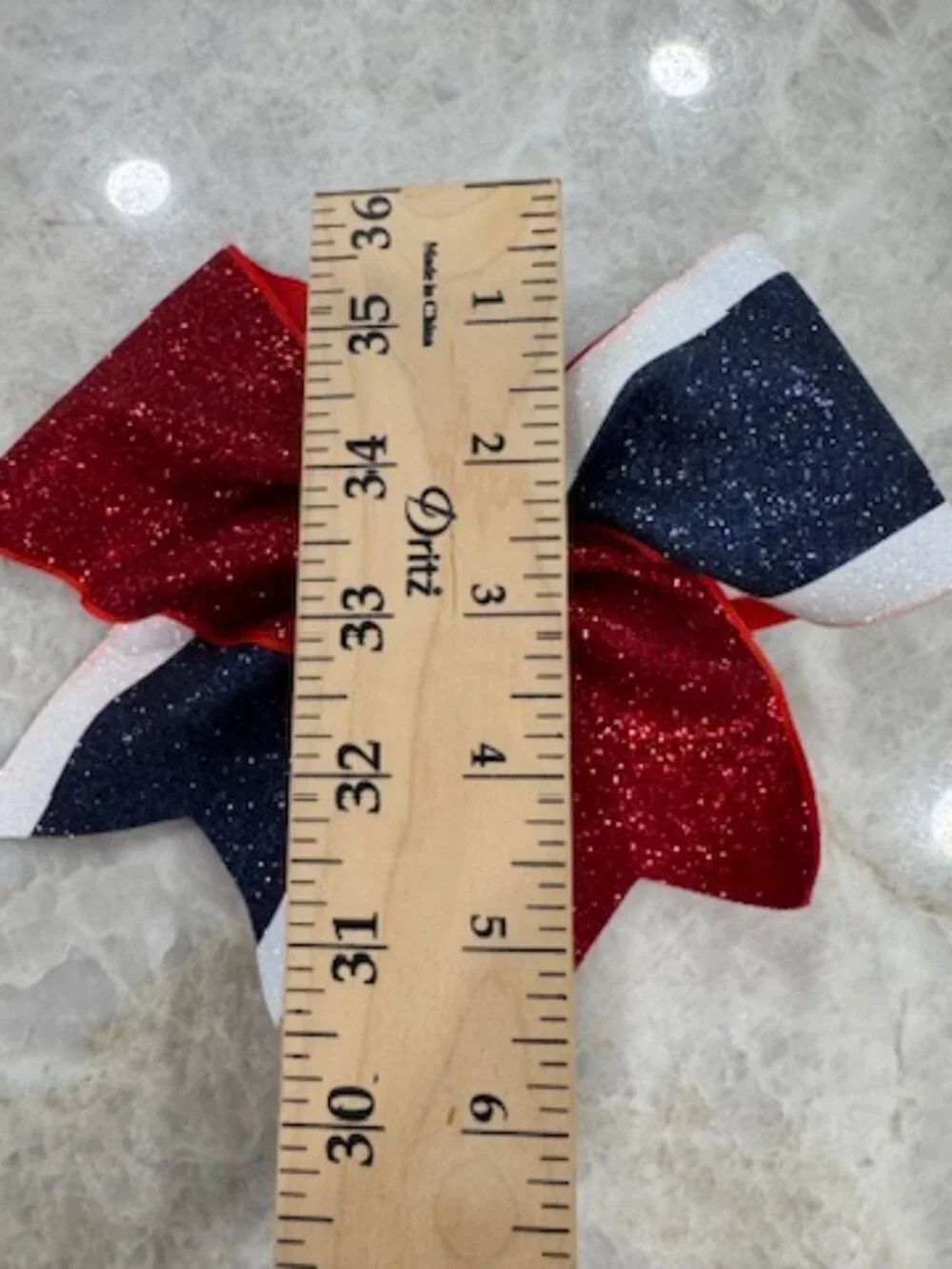 Girls Glitter Bows Red White Blue Rhinestones Set of 4